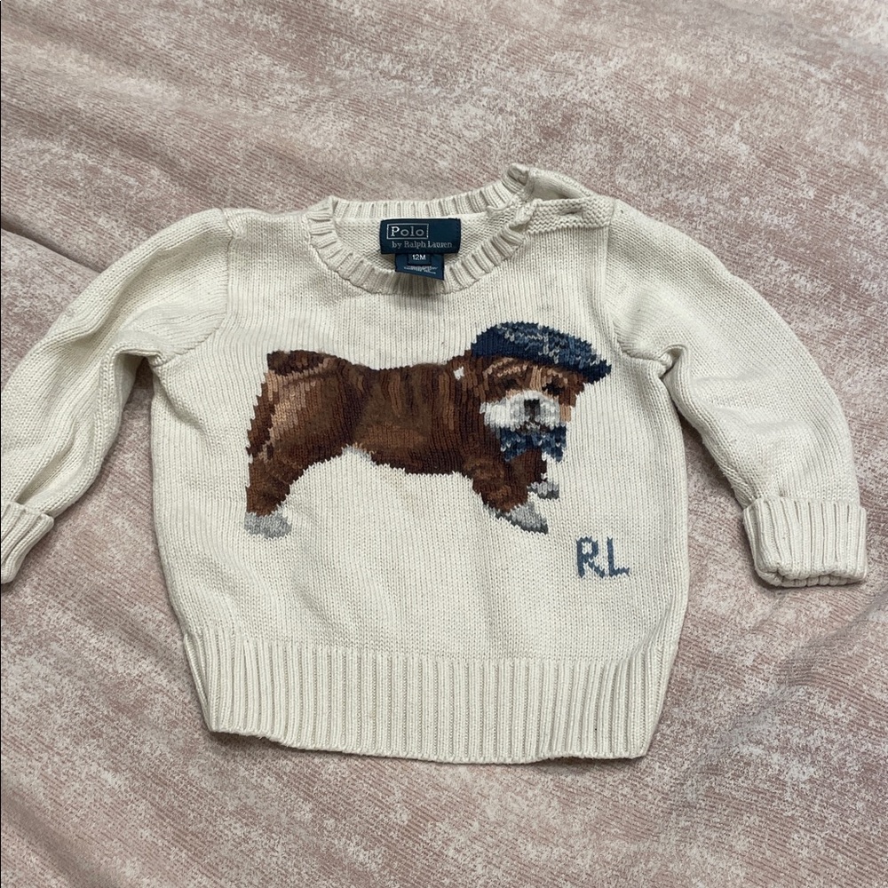Polo by Ralph Lauren Cream Knit Sweater with Navy Label